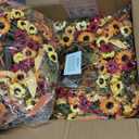 Waipfaru 2 Pcs Fall Wreaths for Front Door, 22 Inch Autumn Wreath with Daisy Lavender Fall Leaves, Fall Decorations for Home Porch Indoor Outdoor Thanksgiving Harvest Farmhouse Decor