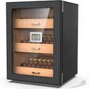 Humidor Large Capacity (150 Cigars), Magnetic Door/Carbon Fiber/Vintage High-End Style Cigar Humidor, 3-Layer Cedar Wood Tabletop Humidor with Humidifier & Electronic Hygrometer, Gift for Men (150 Counts)