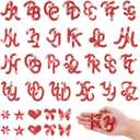 62 Pcs Rhinestone Letter Stickers Crystal Alphabet A-Z Self-Adhesive Letter Patches Bling Glitter Stickers Iron on Letters for Clothing Craft Decor Red