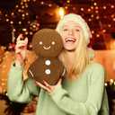 Bencailor 2 Pcs Gingerbread Christmas Pillows Plush Throw Gingerbread Men Pillows Cute Shaped Stuffed Pillows for Xmas Party Outdoor Cushion Decorations(Brown)
