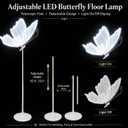 DYRABREST 2-Pack Butterfly Wedding Aisle Lights Romantic Butterfly LED Decoration Lights, Adjustable Height 57.5-70.1in LED Decor with Dual Mounting for Indoor Weddings (White, White Light)