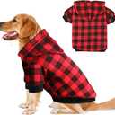 Plaid Dog Hoodie Sweatshirt Sweater for Large Dogs Cat Puppy Clothes Coat Warm and Soft(L)