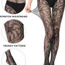 Buauty Fishnet Tights Patterned Fish Net Stockings Floral High Waist Pantyhose Black Lace Thigh High Stocking Party Halloween (One Size, Black Skull-small)
