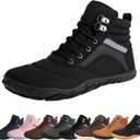 Womens Mens Winter Barefoot Boots Warm Minimalist Wide Toe Box Snow Boots Zero Drop Sole Outdoor Water Resistant Ankle Booties (10 Women/8.5 Men, Black)