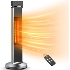 Electric Patio Heater for Outdoor Use, Infrared Heater w/Remote, Auto Shut Off, 500/1000/1500W Radiant Heater, Super Quiet 3s Instant Warm Vertical Space Heaters for Indoor Use Large Room