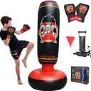 Inflatable Punching Bag Set, 66" Punching Bag for Boys & Girls Aged 8-12 with Kids Boxing Gloves, Super Air Pump | Suitable for Children's Daily Exercise, Happy Family Time (Red)