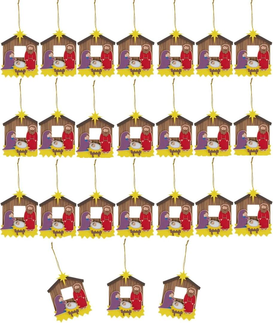Christmas Nativity Manger Scene Ornament Craft Kit - Makes 24