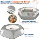 VavoPaw Small Animals Playpen, Waterproof Breathable Indoor Pet Cage Tent with Zipper Cover, Portable Outdoor Exercise Yard Fence for Kitten Hamster Bunny Squirrel Guinea Pig Hedgehog, Gray