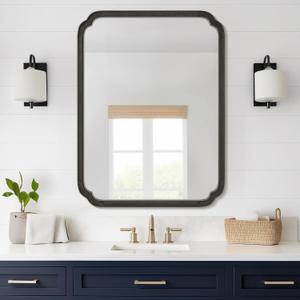 HOMECOOKIN Wood Bathroom Mirrors for Wall Mounted, 30" x40" Rustic Wood Frame Wall Mirrors Decorative for Living Room or Bedroom Vanity Mirror (Black)
