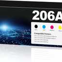 206A Toner Cartridges(with Chip) Pro MFP M283fdw M283cdw Compatible with HP 206A 206X HP206A W2110A Toner Cartridges Set for Color Laserjet Pro MFP M283cdw M283fdw M255dw M255nw Printer(4 Pack) (1Black/1Cyan/1Yellow/1Magenta 206A)