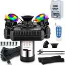 Goldlife Pond Fountain Aerator, F3 With 4 RGB Lights, 1HP 750W 110V Stainless Steel Floating Fountain With 100FT Power Cord, Octagon Aerating Fountain Pump for Small Large Pond Lake Pool Bay Fish farm