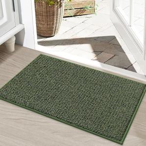 BEQHAUSE Dirt Trapper Door Mat 20" x 32", Non-Slip Washable Doormats Entrance Mat, Dirt Resistant and Absorbent Welcome Mat, Low Profile Floor Mats for Front Back Door and Entryway, Green (1'8" x 2'8" (Rectangular))