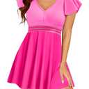 Arolina Swimdress for Women 2 Piece Neon Tummy Control Swimsuits Swim dress with Shorts Hot Pink, 26w