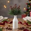 Geosar 48 Pieces Copper Christmas Tree Picks Glitter Berry Stems Artificial Small Picks, Pine Branches & Holly Berries Bulk Christmas Sprigs for DIY Xmas Wreath Crafts Gifts, Holiday Xmas Home Decor