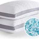 Meoflaw Cooling Pillows Standard Size Set of 2,Shredded Memory Foam Bed Pillows for Sleeping,Standard Pillows for Back & Side Sleepers,Adjustable Standard Size with Washable Cover