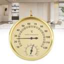 Analog Hygrometer Thermometer for Indoor Weather Dial Gauge Indicator Temperature and Humidity Monitor Hanging Hygrometer for Wall, Table, Garden, Greenhouse or Office Decorative (Gold 4.3inch)