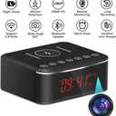 Hidden Camera Motion Activated/Stronger Night Vision/160View Angle/HD 1080P,Indoor WiFi Camera with Bluetooth Speaker,Alarm Clock,Wireless/Wire Charger(2.4/5Ghz)