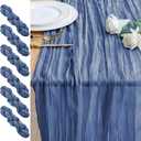 6PCS Table Runner Cheesecloth 10FT Blue Boho Gauze Cheese Cloth Rustic Sheer Table Runners for Wedding Birthday Bridal Baby Shower Party Decoration