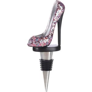 Glitter Shoe Wine Bottle Stopper 2.5x1x5.5"