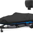 1200D Waterproof Boat Cover - Fits 17' to 19' ft Bass, V-Hull, Tri-Hull, Fish & Ski, Runabout Bowrider Boats - Heavy Duty Canvas Black