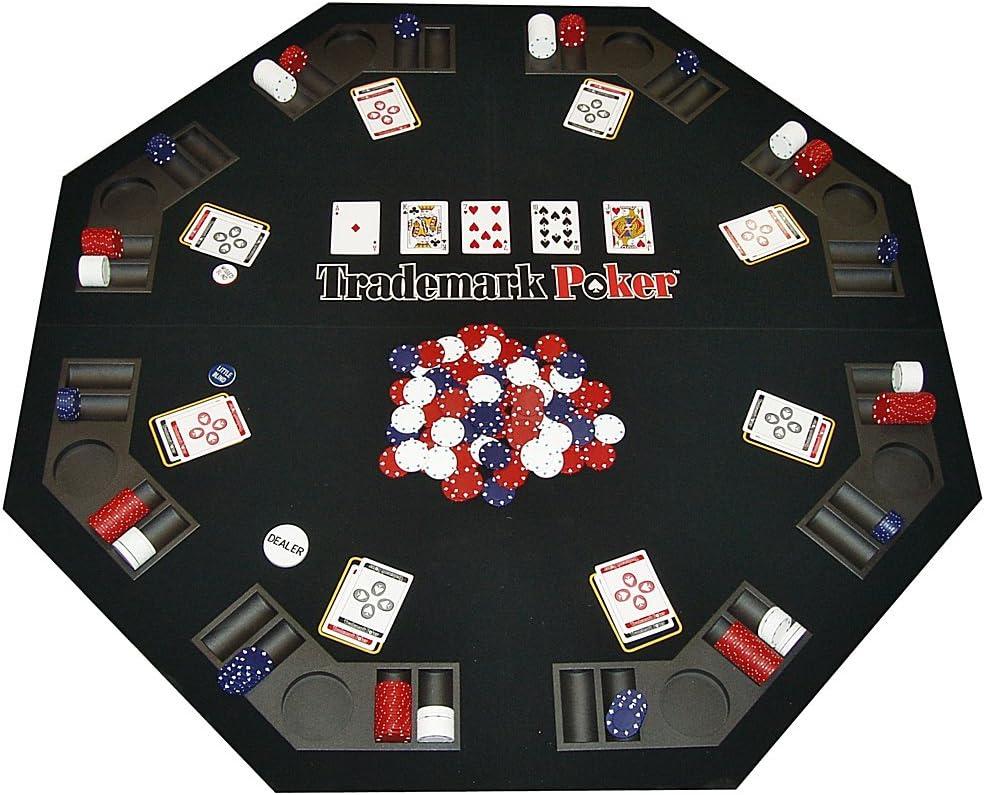 Poker Table Topper - Foldable Texas Hold 'Em Set with Carry Case, 300 Poker Chips, 2 Decks of Cards, and Dealer and Blind Buttons by Trademark Poker