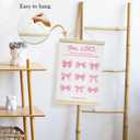 TRKAE Coquette Pink Bow Canvas Poster Hanger Frame, You Lord Keep My Lamp Burning Christian Wall Art for Girls, Bible Verses Wall Decor for Bedroom Dorm Apartment Office -004