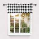 Simple Deluxe Buffalo Plaid Blackout Valances Curtains for Kitchen Windows, Living Room, Farmhouse, Bedroom, Rod Pocket Kitchen Curtain Valance, 52" W x 15" L, Black&White
