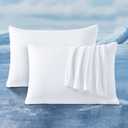 LUXEAR Cooling Pillow Cases for Hot Sleepers, Set of 2, Standard, White
