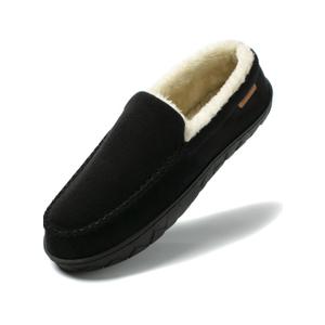 NewDenBer Men's Moccasin Slippers Warm Memory Foam Suede Soft Plush Lined Slip on Indoor Outdoor House Shoes 11D