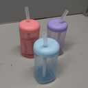 The First Years Squeeze & Sip Toddler Straw Cups - Squeezable Transition Sippy Cup with Silicone Straw - Toddler Feeding Supplies - Pink/Purple/Blue - 7 Oz - 3 Count - Ages 6 Months and Up