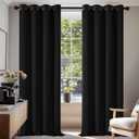 Deconovo Black Blackout Curtains, Thermal Insulated Eyelet Curtains Pair, Energy Saving Room Darkening Panels for Bedroom & Living Room, W52 x L90 Inch, Pack of 2