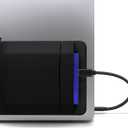 2-Pocket Adhesive Pouch for Laptop, Compatible with External 2.5" HDD, SSD, Magic Mouse, USB Cable and More (Black)