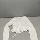 Floerns Women's Tie Front Long Sleeve Rib Knit Shrug Sweaters Cardigan Crop Top , L