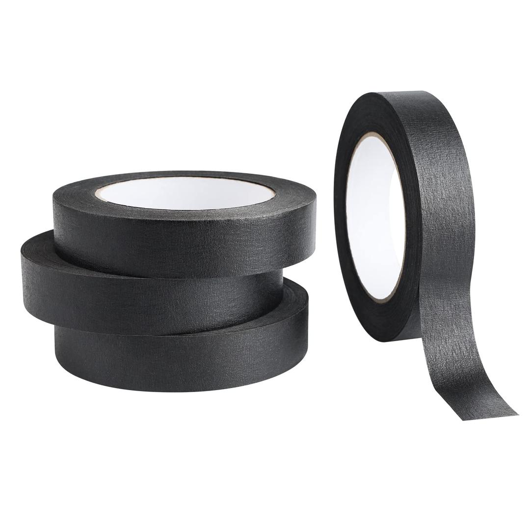 Lichamp 4 Pack Black Painters Tape 1 inch, Black Masking Tape 1 inch x 55 Yards x 4 Rolls (220 Total Yards)