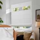No Drill Cordless TDBU Roman Shades, White, 30x48 | Top Down Bottom Up Design Offers Privacy And Light Control With Blackout Fabric, Thermal Comfort, And UV Protection