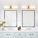 Wall Sconces Set of Two, Hardwired Brushed Gold Bathroom Sconces Wall Lighting with Milky White Glass, Modern Sconces Wall Decor Set of 2 Bathroom Light Fixtures for Mirror Living Room Hallway Bedroom