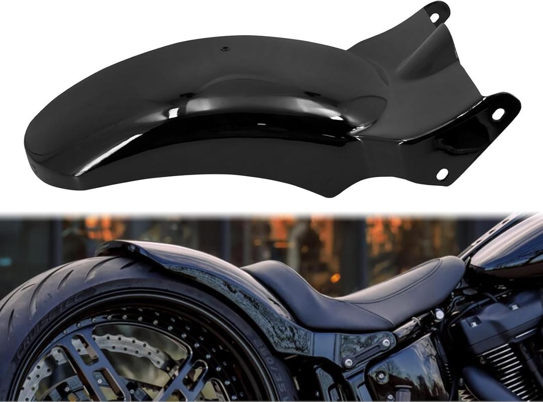Rear Fender with LED Tail Light Turn Signals Running Brake Light Kit Compatible with Harley Softail Fat boy FLFB 2018-2024 (Gloss Black)