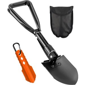 Camping Shovel Set, 3-in-1 Ultra-Light Aluminum Mini Shovel & 18.5'' Folding High Carbon Steel Shovel Ideal for Gardening, Hiking, Camping, Backpacking, Survival, and Emergency scenarios (Black)