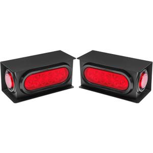 LIMICAR Steel Trailer Lights Boxes Housing Kit with 6 Inch Oval Red LED Trailer Tail Lights 2 Inch Round Red LED Side Marker Clearance Lights, Included Grommets Wire Pigtails Connectors