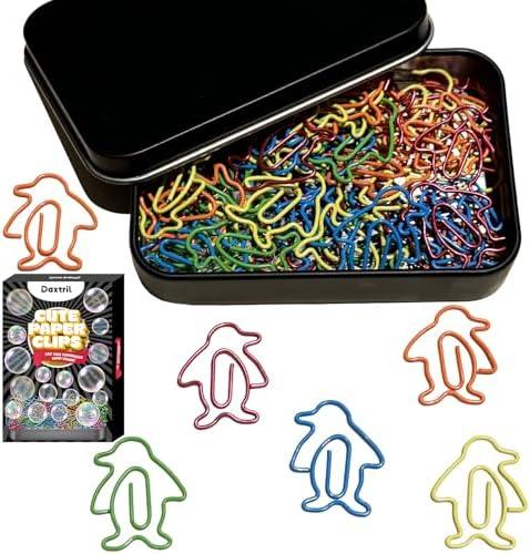Daxtril Cute Paper Clips, 60PCS Penguin Shaped Paper Clips Animal Bookmarks Clips, Assorted Colors, Fun Office Gifts for Women Men Coworkers Teachers Students Girls Boys Graduation Gifts Father Day
