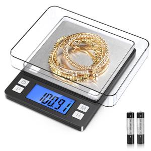 BOMATA 0.01g High Precision Jewelry Scale, 1000g Digital Gram Scale with Hold, Tare & Counting Function, Small & Portable Design for Gold, Bullion, Coins, Gemstones & Crafts, Black