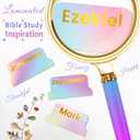 2 x Bible Tabs with Unique Stickers, Gold Foil Laminated Bible Tabs, Bible Tabs for Women, Christian Gifts, Large Print Bible Tabs, Bible Book Index Tabs Labels, Bible Study Supplies (Rainbow)