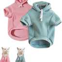 QWINEE 2Pcs Basic Dog Hoodie & Jacket, Cat Apparel, Shirt & Clothes for Puppy & Kitten, Small & Medium Dogs & Cats, Pink & Green, Medium