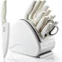 RAXCO Knife Set with Block,12-Piece Stainless Steel Kitchen Knives for Professional Cutting,White