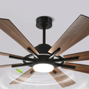Depuley 60" Large Ceiling Fan With Lights And Remote Control, 8 Plywood Blades Ceiling Fan With Remote 5-Speed Reversible DC Motor Ceiling Fans For Farmhouse Living Room Bedroom Outdoor Patios, Black Brown/Walnut