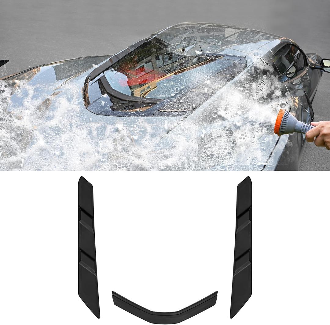 Rear Engine Bay Vent Covers for Washing fit for Corvette C8 Stingray Z51 Coupe 2020-2024 Z06/E-Ray 2023-2024,Rear Window Vent Blocks While Washing,Back Engine Bay Scoops Vent Cover Protection (Black)