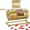 Raffle Drum 15" x 7" Holds 3,000 Tickets, Heavy Duty Raffle Ticket Spinner Cage with Wooden Silent Design Turning Handle, Thickened Raffle Ticket Box for Lottery Games, Bingo, Raffle Balls