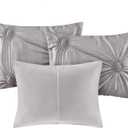Madison Park Daybed Cover Set-Trendy Design All Season Luxury Bedding with Bedskirt, Matching Shams, Decorative Pillow, Medallion Tufted Dark Grey 75"x39" 6 Piece