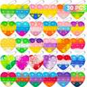 Pop Fidget Toys Bulk Its Valentines Day Gifts for Kids 30 Pack Valentines for Kids Classroom Valentines Day Party Favors Mini Heart Pop Fidget Keychain It Bulk Toys Valentine Goodie Bags Boys Girls