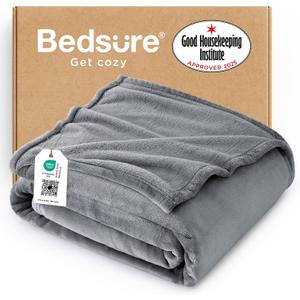 Bedsure GentleSoft Fleece Throw Blanket for Couch Grey - Lightweight Plush Fuzzy Cozy Soft Blankets and Throws for Sofa, 50x60 inches